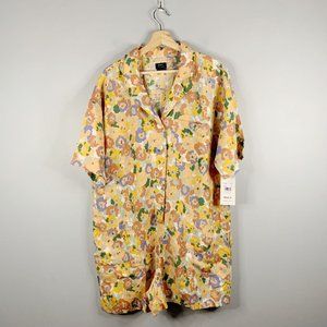 RVCA Women's Linen Blend Floral Hippie Shorts Blossom Romper NWT Large L Pockets
